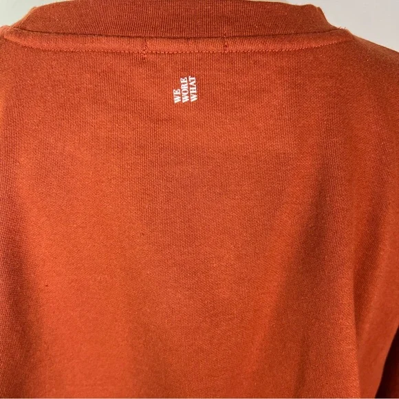 WEWOREWHAT Rust Cropped Sweatshirt Long Sleeve Raw Hem Pullover M - Picture 5 of 8